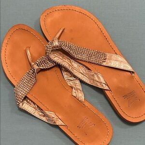 Women's Tan Sandals with Rhinestone Accents